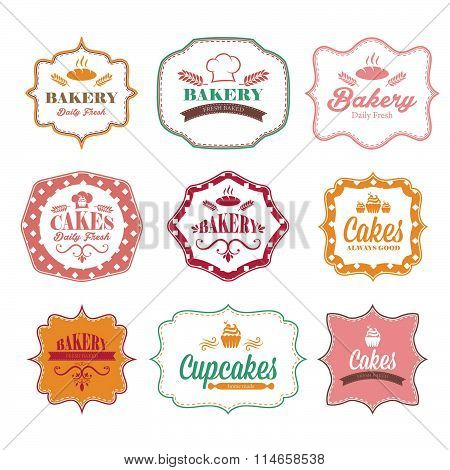 Collection Of Vintage Retro Bakery Logo Labels