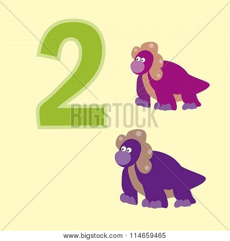 Number Two. Two Dinosaurs (protoceratops ).