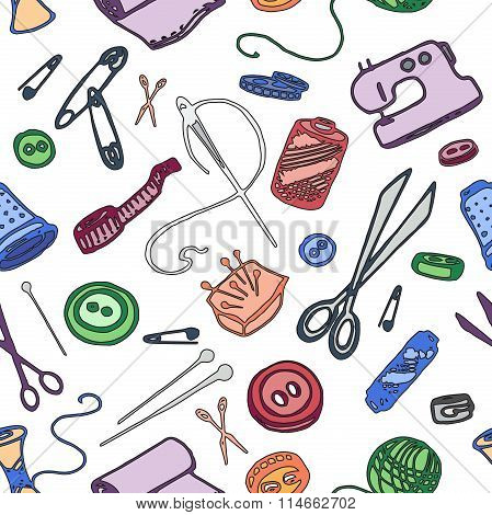 Doodle pattern of tailor business