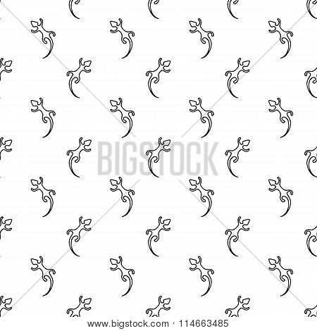 Black Line Lizard Seamless Pattern