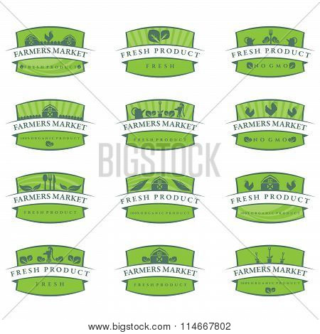 Set Of Illustration Farm Labels.vector