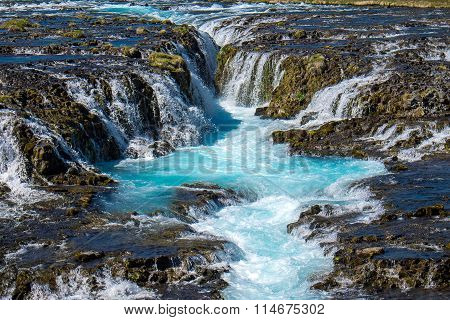 The beautiful Bruarfoss waterfall