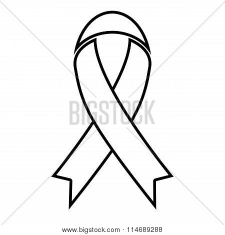 Black awareness ribbon line icon