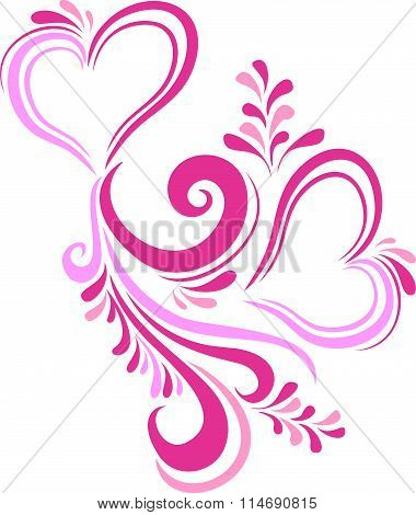 Stylized pink heart Valentine's day inscribed in the ornate pattern. Card on Valentine's day in
