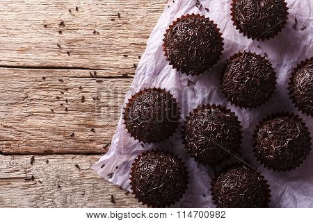 Brazil Truffle On The Table. Horizontal Top View
