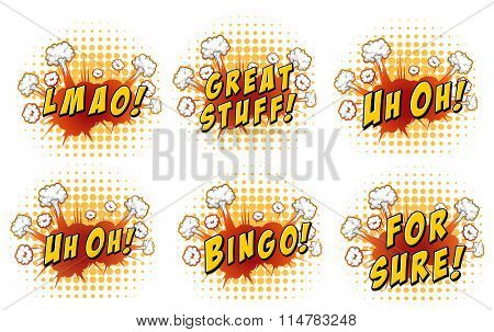 Different expressions on cloud explosion illustration