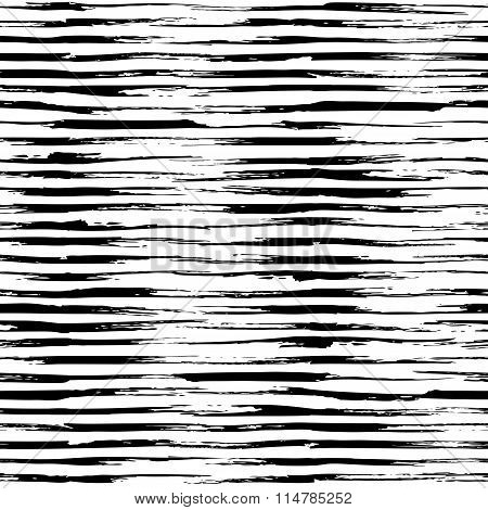 Vector Seamless Pattern Of Horizontal Brush Strokes.