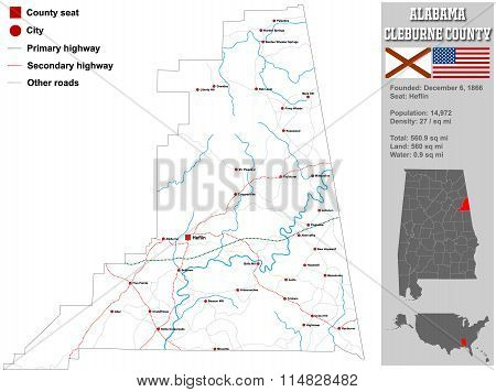 Alabama Cleburne County Map