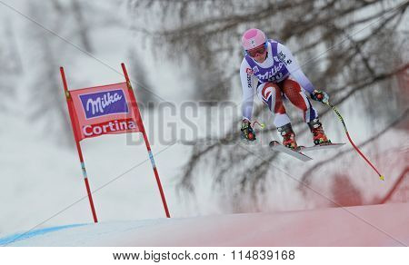 CORTINA D'AMPEZZO, ITALY - JANUARY 24 2014:  During the FIS Alpine Ski World Cup Women's downhill race in Cortina d'Ampezzo, Italy.