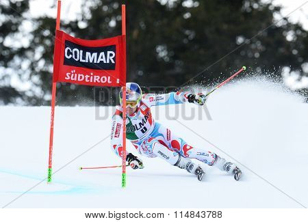 ALTA BADIA, ITALY - DECEMBER 22 2013: Competing in the AUDI FIS Alpine World Cup giant Slalom race on the Grand Risa course Alta Badia, Italy. 
