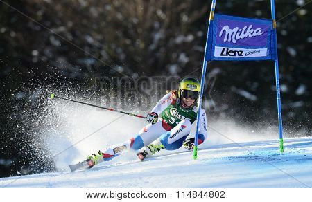 LIENZ, AUSTRIA - DECEMBER 28 2013:  During the FIS Alpine World Cup giant Slalom women's race in Lienz, Austria. 