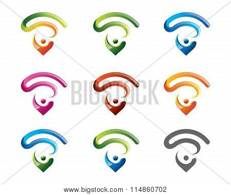 Wireless Symbol Logo Vector Design.