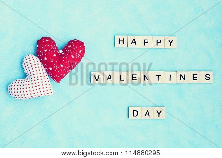 Cotton hearts and love message
