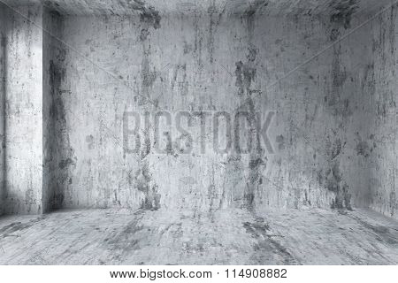 Empty Concrete Room With Corner Interior