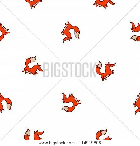 Seamless Pattern Of Cute Fire Fox