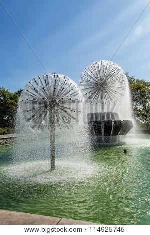 Fountains on Lenin Street. Lipetsk. Russia