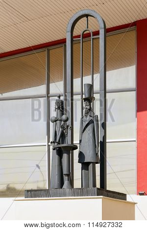 Sculpture in railway station. Lipetsk. Russia