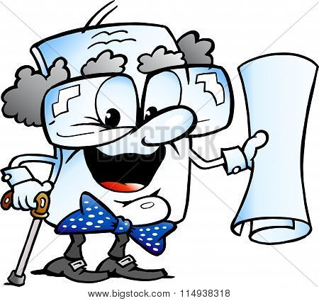 Vector Cartoon Illustration Of A Cute Old Grandpa Paper Mascot