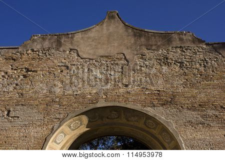 Arch Close-up In The Baths Of Diocletian Complex In Rome