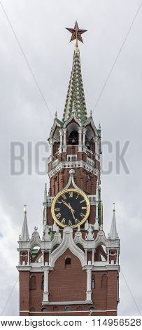 The Upper Part Of The Spassky Tower. Moscow
