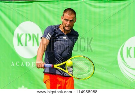 BANGKOK - JANUARY 17 : Mikhail Youzhny of Russia championship of KPN Bangkok Open ATP Challenger Tour 2016 at Rama Gardens Hotel on January 17 2016 in Bangkok Thailand.