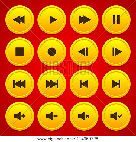 Gold Media Player Audio Video Icon Circle Button