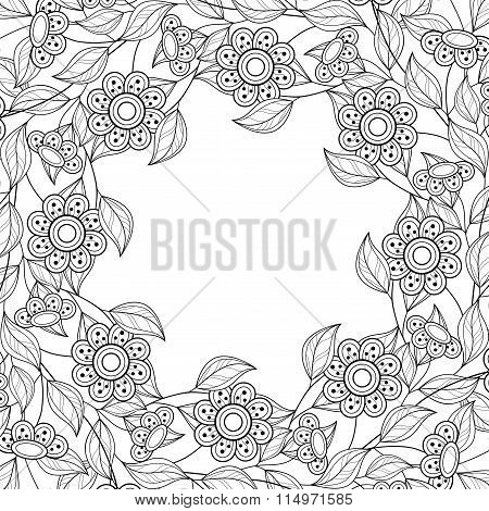 Vector Monochrome Floral Background