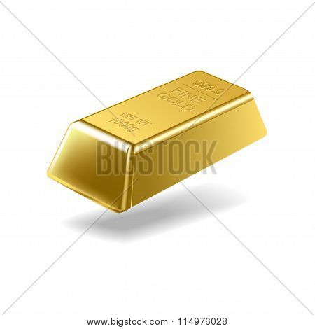 Fine gold ingot isolated on white background
