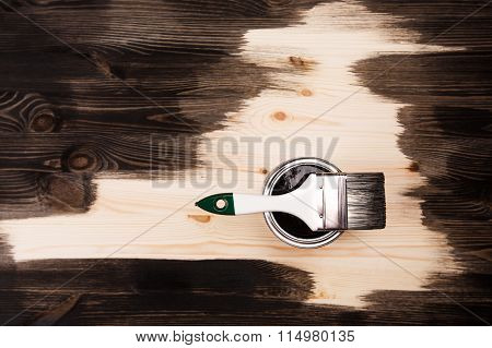 Paint brush on the can