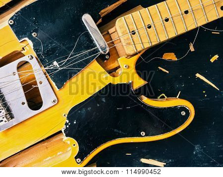 Old Broken Electric Guitar
