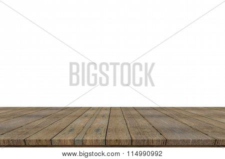 Wood Table Top On White Background