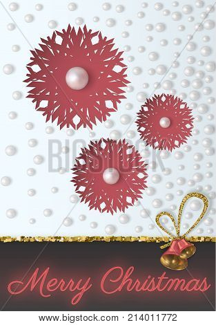 Vector abstract Christmas greeting card. It depicts snow in the form of pearls.