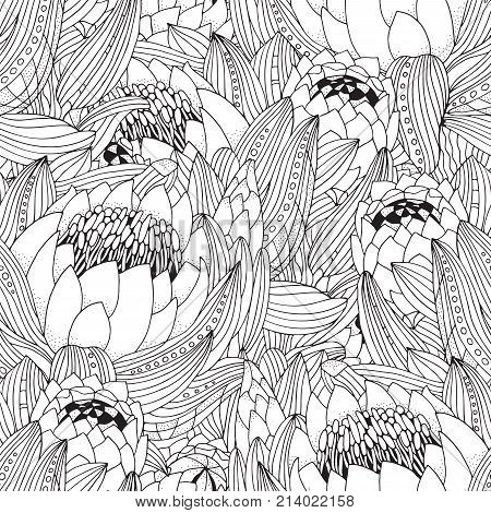 Coloring Book Page For Adult And Children. Seamless Pattern