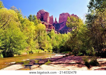 Cathedral Rock with creek near Sedona, Az