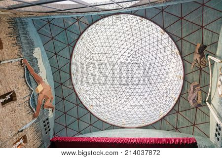 Figueres, Spain - November 12, 2017. Ceiling of Salvador Dali museum in Figeras