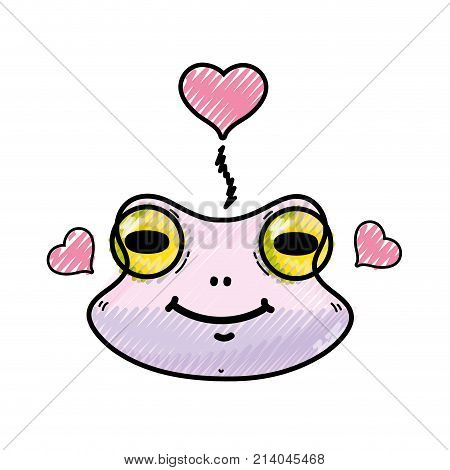 grated cute flog female animal with hearts design vector illustration