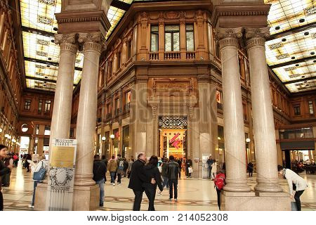 Rome Italy - APRI 9 2016 : Galleria Alberto Sordi in Rome on APRI 9 2016. The Galleria is a shopping arcade in the heart of Rome at Via del Corso and was re-opened in 2003.