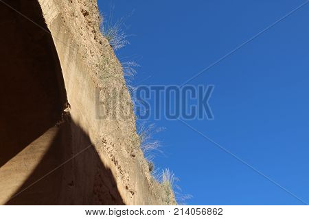 Castle Walls And Blue Sky Background