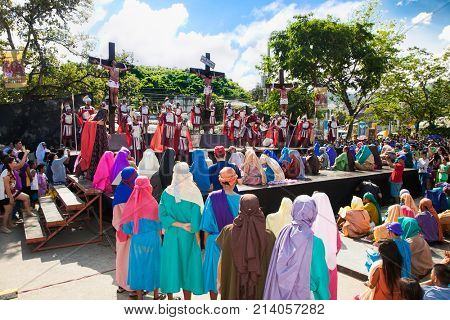 CEBU, PHILIPPINES-MARCH 25, 2016: Siete Palabras, Sugat and Easter Sunday Mass on March 25. 2016. in Cebu Metropolitan Cathedral , Cebu city. Philippines.