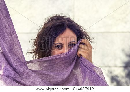 Portrait Of Young Woman In The Center Of A Capital City