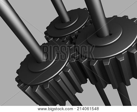 3D Gear.the Mechanism . 3D Rendered Illustration