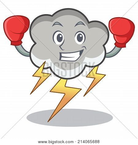 Boxing thunder cloud character cartoon vector illustration