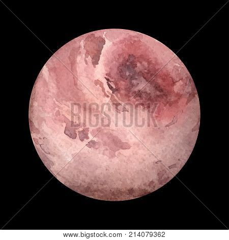 Vector globe planet on black background. Watercolor