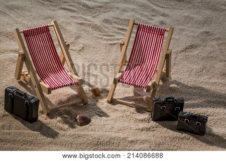 deck chair on the sandy beach