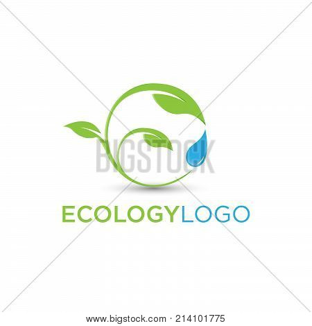 Abstract sphere green leaf logo element vector design ecology symbol. Leaf logo shape icon and green leaf logo emblem. Ecology green leaf logo organic environment, tree leaf logotype.