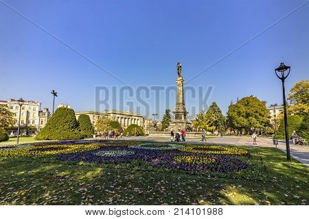 Ruse Bulgaria - October 21.2017. Monument of Liberty in central garden in city Ruse Bulgaria