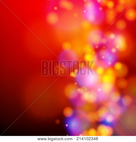 Blur red pink gradient background  Futuristic bright glow lighting bokeh circle & space place for text. Graphic image template. Modern design abstract vector illustration eps10 for female brochure