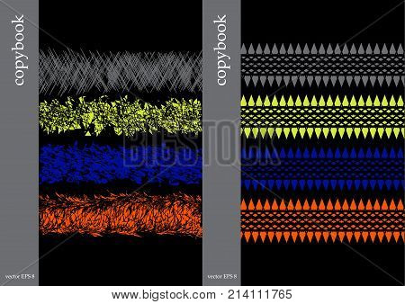 Two covers for copybooks with abstract lines on black background