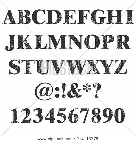 Vector Stamp All Letters And Numbers. Grunge Texture. Vintage Elements. Vector Illustration. Dirty L