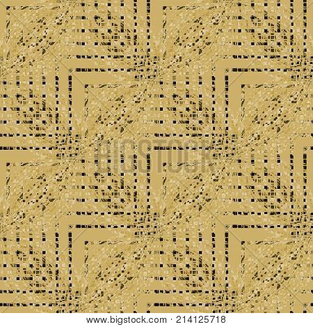 Abstract geometric seamless background. Regular intricate zigzag pattern in beige and brown shades diagonally.